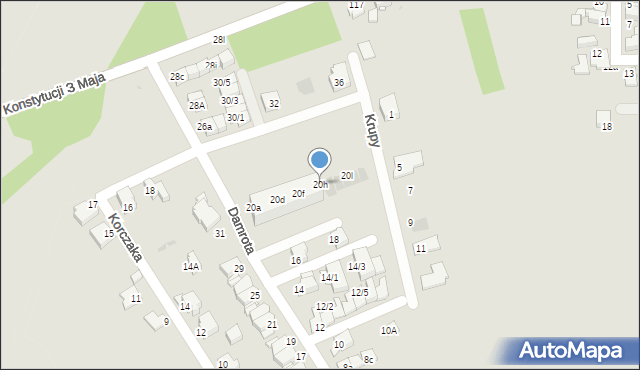 Mikołów, Damrota Konstantego, 20h, mapa Mikołów