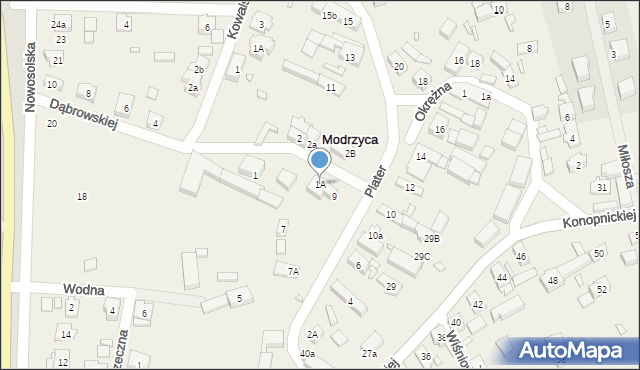 Modrzyca, Dąbrowskiej Marii, 1A, mapa Modrzyca