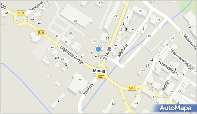 Morąg, Dąbrowskiego Henryka, gen., 3A, mapa Morąg