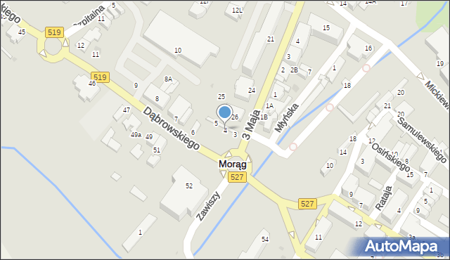 Morąg, Dąbrowskiego Henryka, gen., 4, mapa Morąg