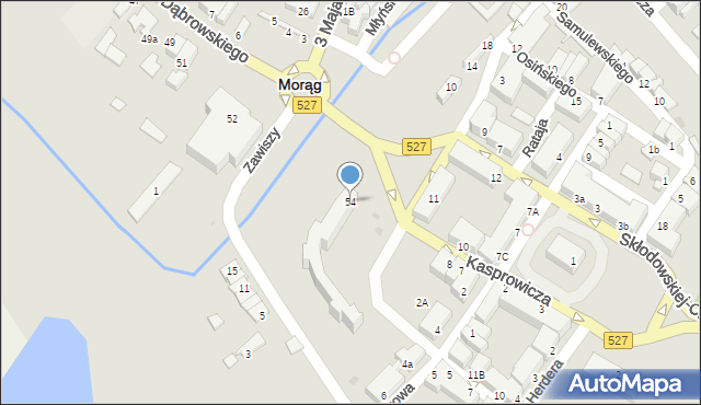 Morąg, Dąbrowskiego Henryka, gen., 54, mapa Morąg