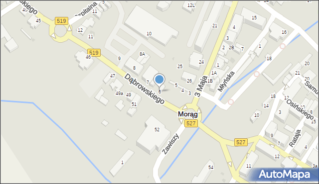 Morąg, Dąbrowskiego Henryka, gen., 6, mapa Morąg