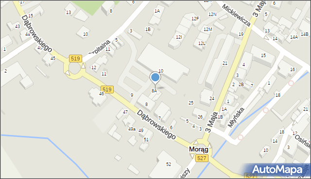 Morąg, Dąbrowskiego Henryka, gen., 8B, mapa Morąg