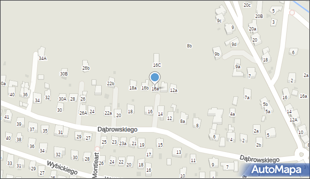 Myślenice, Dąbrowskiego Henryka, gen., 16a, mapa Myślenice