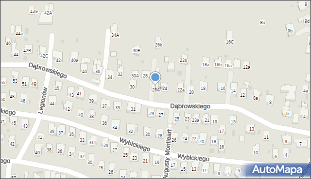 Myślenice, Dąbrowskiego Henryka, gen., 26A, mapa Myślenice