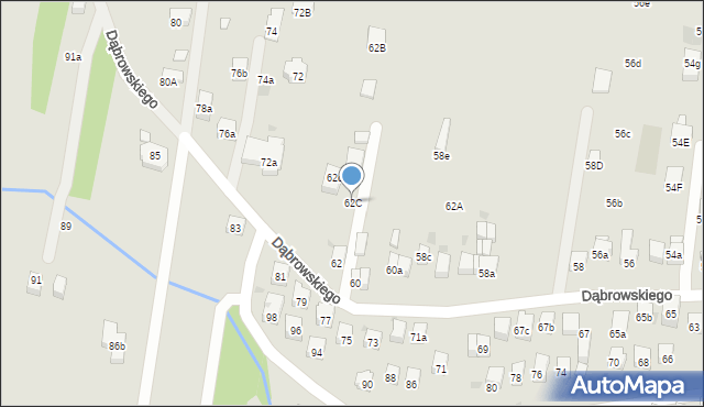 Myślenice, Dąbrowskiego Henryka, gen., 62C, mapa Myślenice