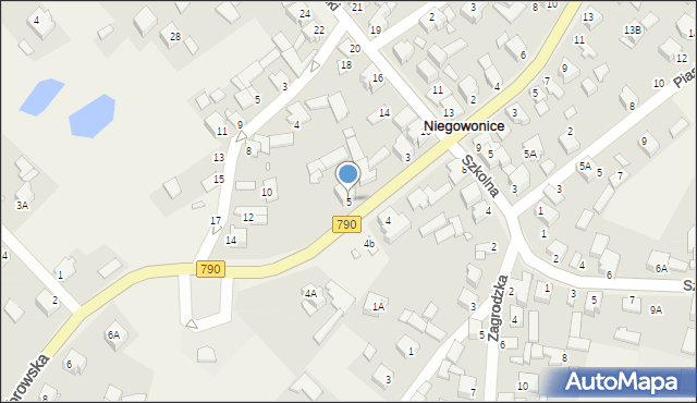 Niegowonice, Dąbrowska, 5, mapa Niegowonice