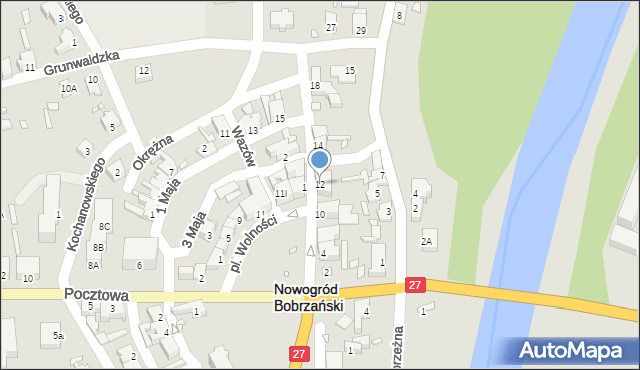 Nowogród Bobrzański, Dąbrowskiego, 12, mapa Nowogród Bobrzański