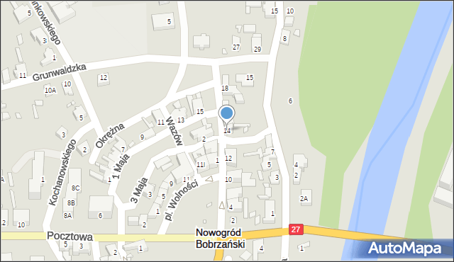 Nowogród Bobrzański, Dąbrowskiego, 14, mapa Nowogród Bobrzański
