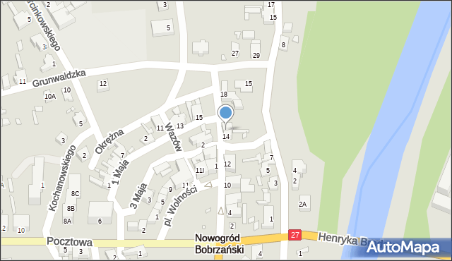 Nowogród Bobrzański, Dąbrowskiego, 16, mapa Nowogród Bobrzański