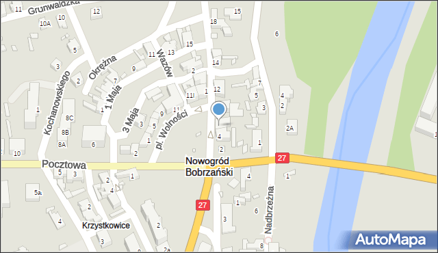 Nowogród Bobrzański, Dąbrowskiego, 6, mapa Nowogród Bobrzański