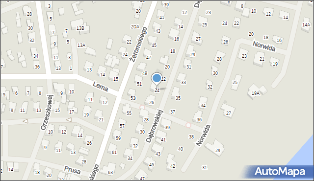 Olecko, Dąbrowskiej Marii, 24, mapa Olecko
