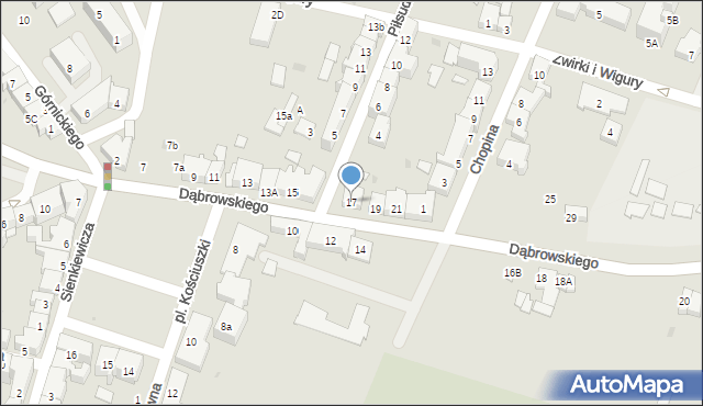 Oświęcim, Dąbrowskiego Jarosława, gen., 17, mapa Oświęcimia