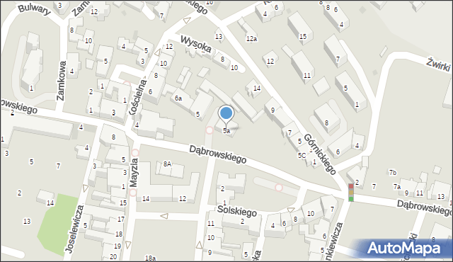 Oświęcim, Dąbrowskiego Jarosława, gen., 5a, mapa Oświęcimia