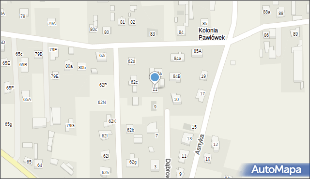 Pawłówek, Dąbrowskiej Marii, 11, mapa Pawłówek
