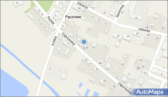 Pęczniew, Dąbrowska, 9, mapa Pęczniew