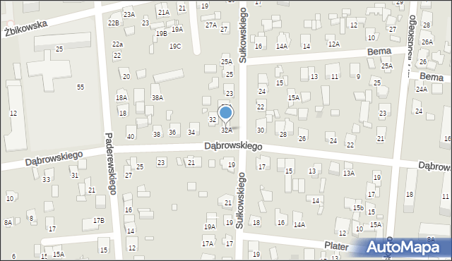 Piastów, Dąbrowskiego Jarosława, gen., 32A, mapa Piastów
