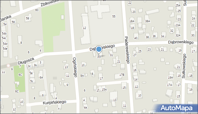 Piastów, Dąbrowskiego Jarosława, gen., 33, mapa Piastów