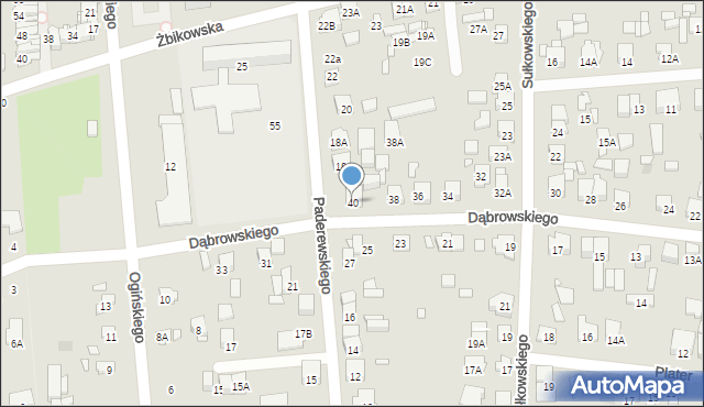 Piastów, Dąbrowskiego Jarosława, gen., 40, mapa Piastów