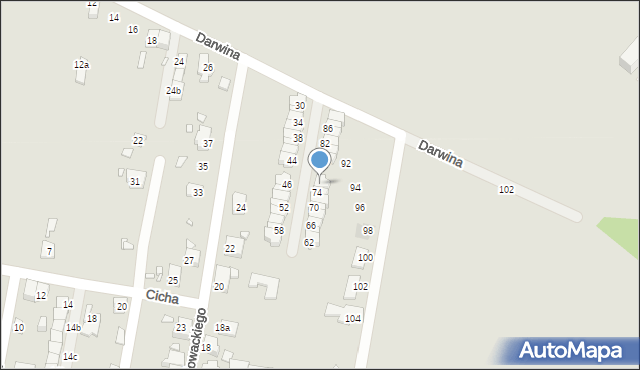 Piekary Śląskie, Darwina Karola, 76, mapa Piekary Śląskie