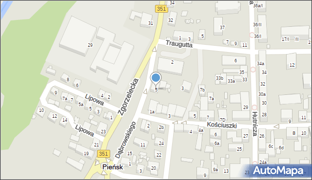Pieńsk, Dąbrowskiego Henryka, gen., 5, mapa Pieńsk