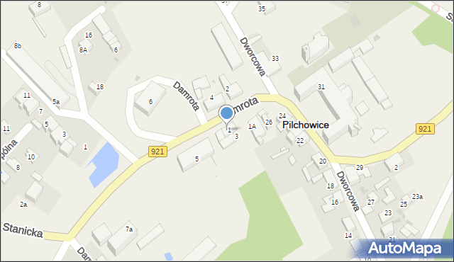 Pilchowice, Damrota, 1, mapa Pilchowice