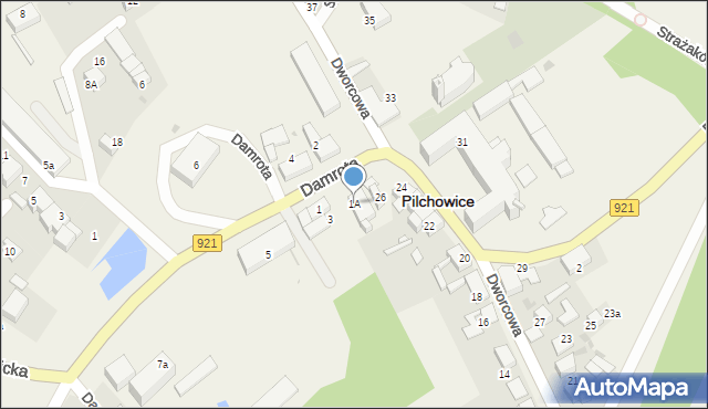 Pilchowice, Damrota, 1A, mapa Pilchowice