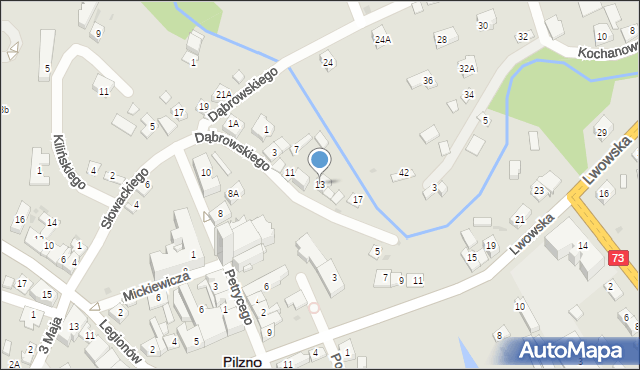 Pilzno, Dąbrowskiego, 13, mapa Pilzno