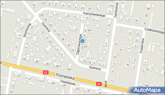 Pleszew, Dąbrowskiego, 2, mapa Pleszew