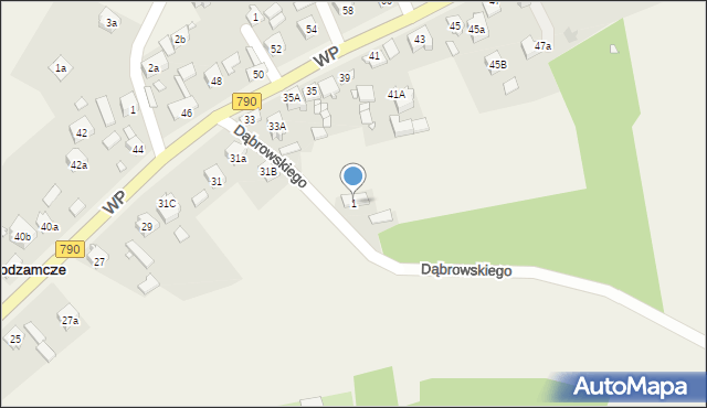 Podzamcze, Dąbrowskiego, 1, mapa Podzamcze