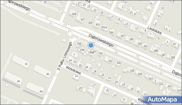 Poznań, Dąbrowskiego Henryka, gen., 334a, mapa Poznania