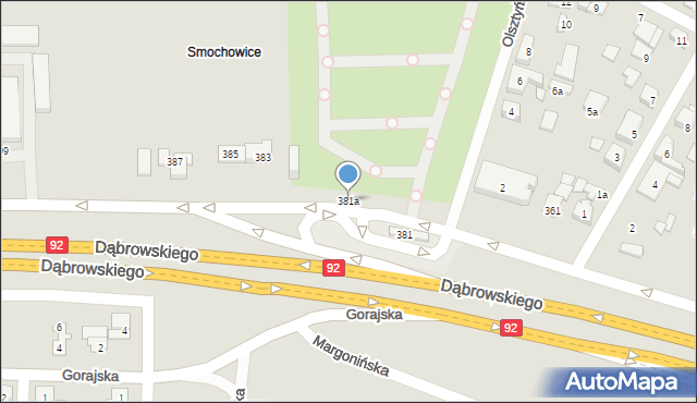 Poznań, Dąbrowskiego Henryka, gen., 381a, mapa Poznania