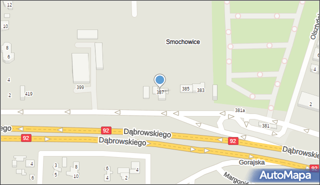 Poznań, Dąbrowskiego Henryka, gen., 387, mapa Poznania