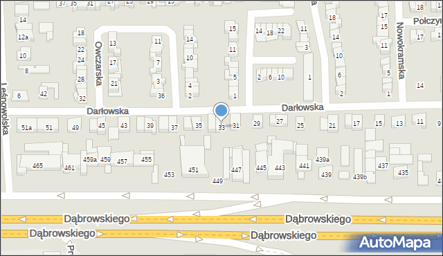 Poznań, Darłowska, 33, mapa Poznania