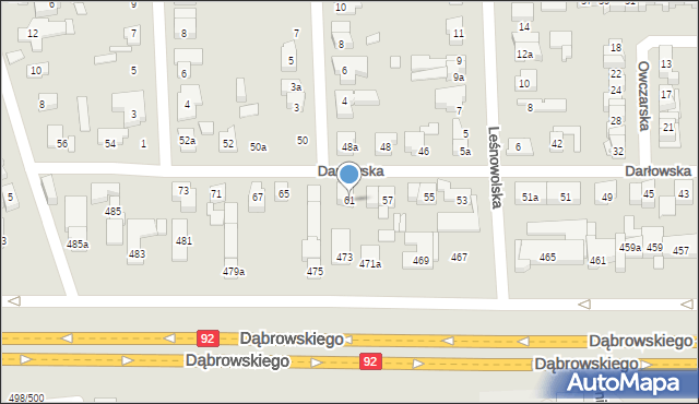 Poznań, Darłowska, 61, mapa Poznania