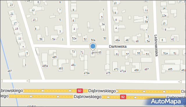 Poznań, Darłowska, 67, mapa Poznania