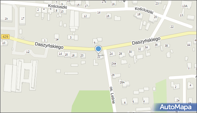 Prószków, Daszyńskiego, 22, mapa Prószków