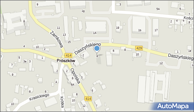 Prószków, Daszyńskiego, 4, mapa Prószków