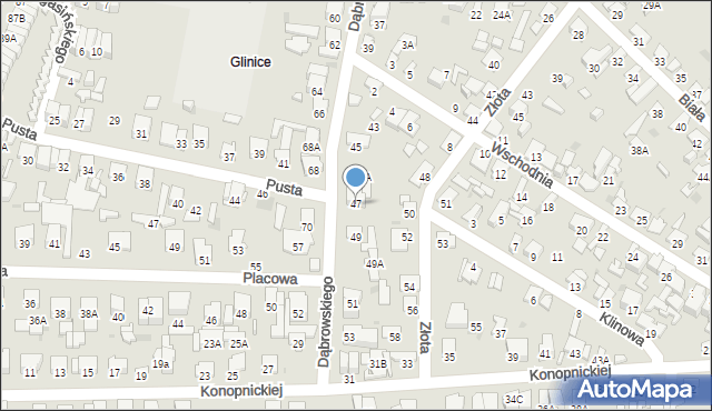 Radom, Dąbrowskiego Henryka, gen., 47, mapa Radomia