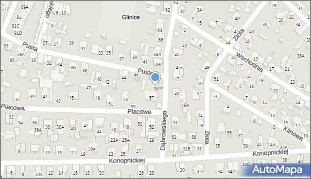 Radom, Dąbrowskiego Henryka, gen., 70, mapa Radomia