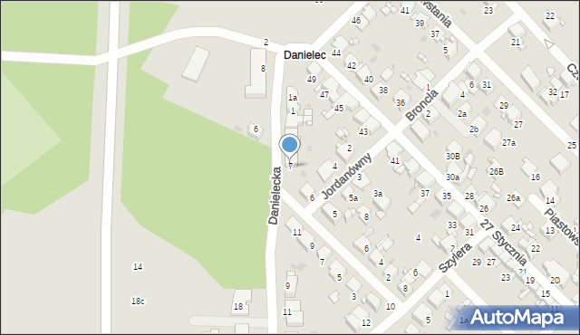 Radzionków, Danielecka, 7, mapa Radzionków