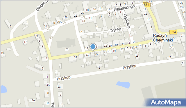 Radzyń Chełmiński, Dąbrowskich, 29, mapa Radzyń Chełmiński