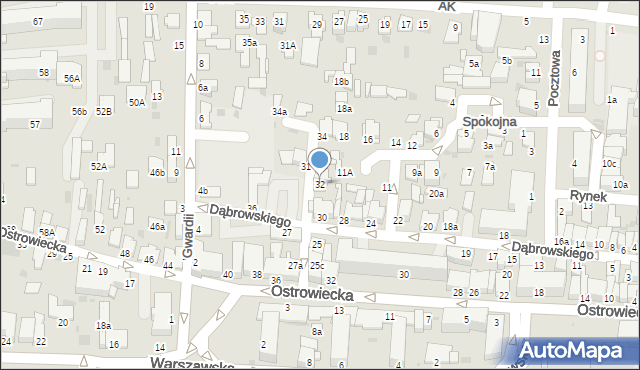 Radzyń Podlaski, Dąbrowskiego Jarosława, gen., 32, mapa Radzyń Podlaski