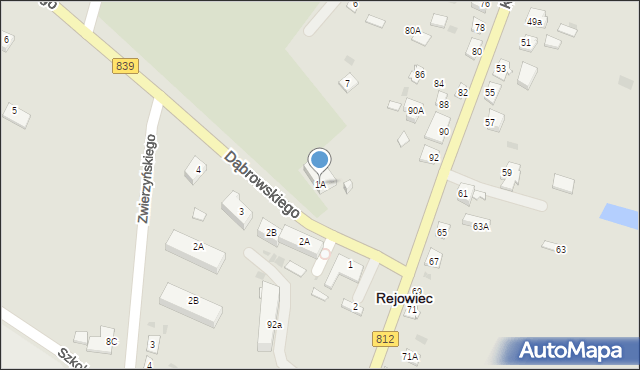 Rejowiec, Dąbrowskiego Henryka, gen., 1A, mapa Rejowiec