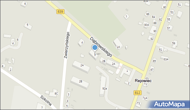 Rejowiec, Dąbrowskiego Henryka, gen., 3, mapa Rejowiec