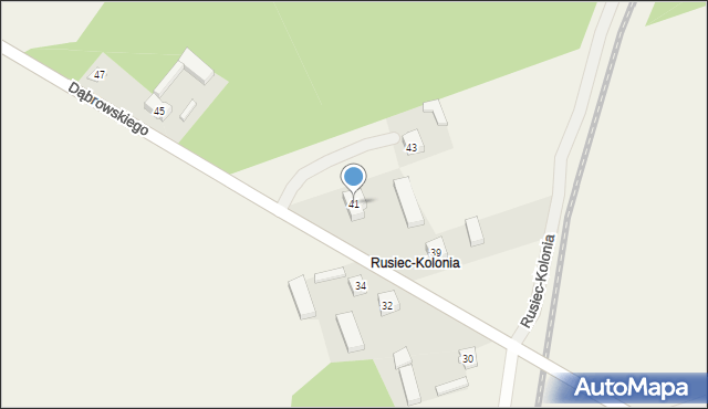 Rusiec, Dąbrowskiego, 41, mapa Rusiec