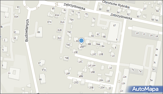 Rybnik, Dąbrówki, 10D, mapa Rybnika