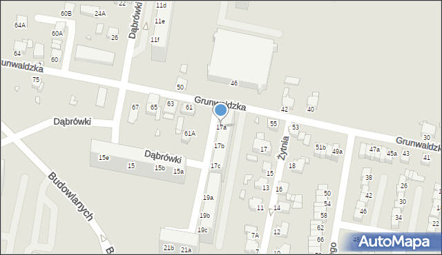 Rybnik, Dąbrówki, 17a, mapa Rybnika