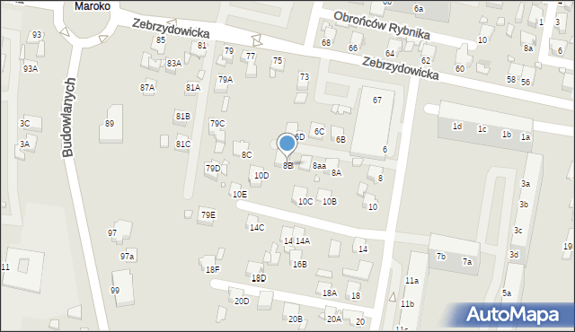 Rybnik, Dąbrówki, 8B, mapa Rybnika