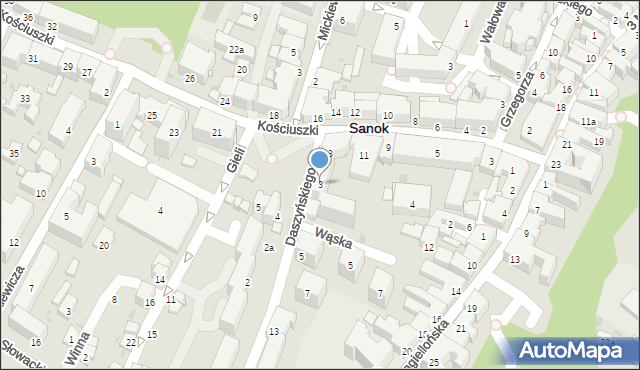 Sanok, Daszyńskiego, 3, mapa Sanok